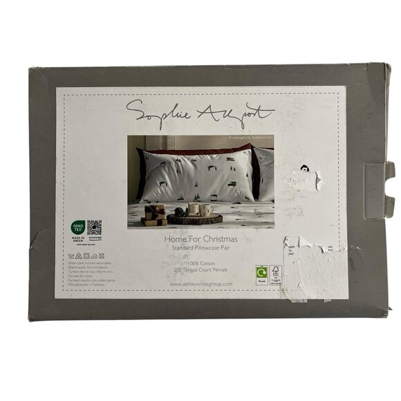 Sophie‎ Allport Home For Christmas Pillowcases Standard Pair Holiday - Picture 2 of 8